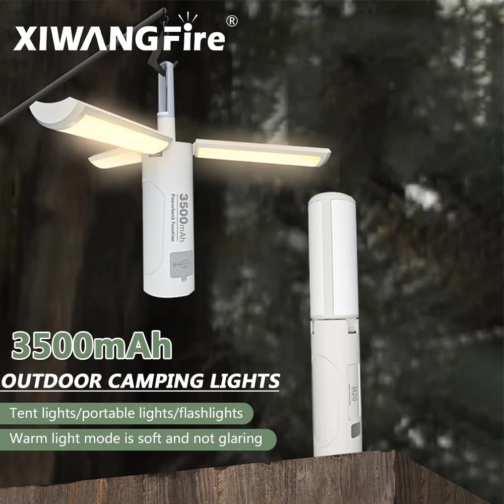 Przenośna latarnia kempingowa 3500mAh, składana, do namiotu 🏕️